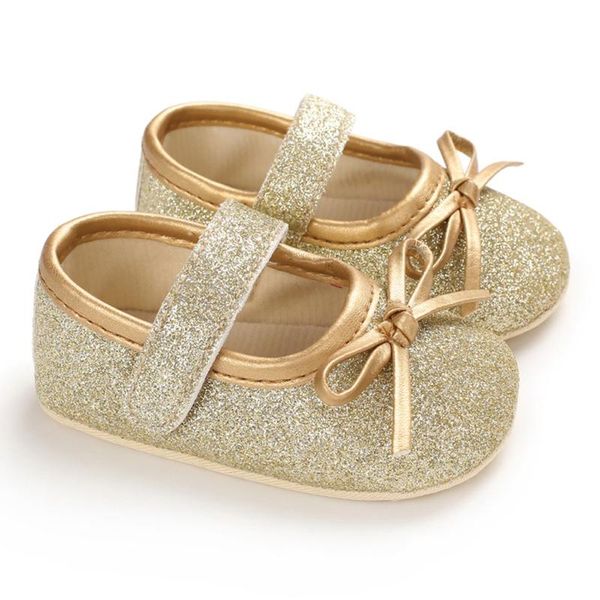 

summer glitter sequins soft sole baby girl shoes anti-slip bow gold silver first walkers toddler infant newborn prewalker 2020