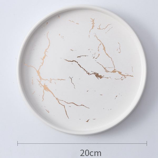 

abss-20cm gold marble ceramic dish porcelain cutlery set kitchen table european decorative dessert steak plate