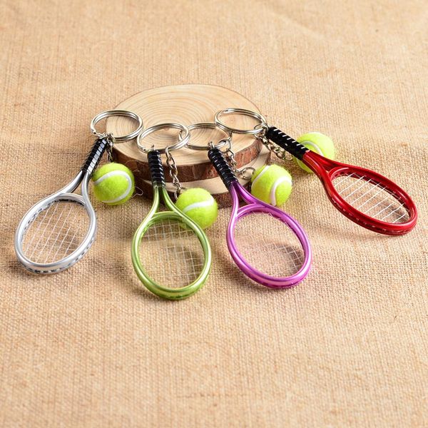 

2019 tennis racket keychain - cute sport mini keychain car 6 color pendant keyring sports key chain who love sports gifts, Silver