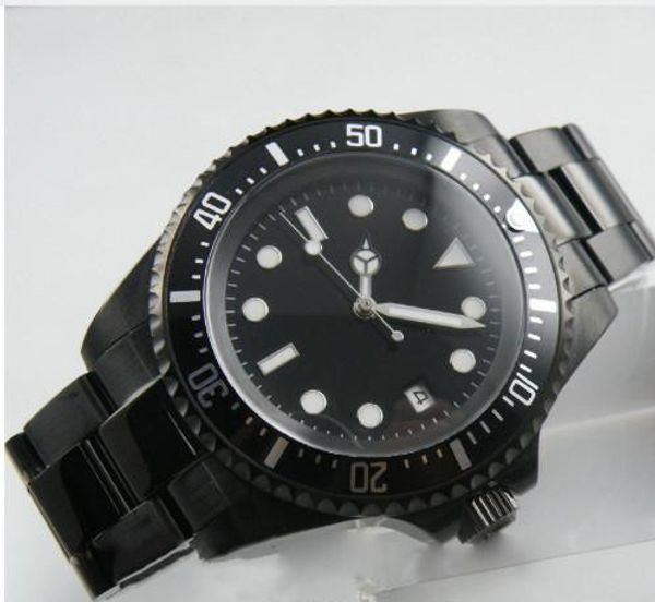 

black face mens watch deep ceramic bezel 40mm dial sapphire cystal stainless steel with automatic mechanical mens watches, Slivery;brown