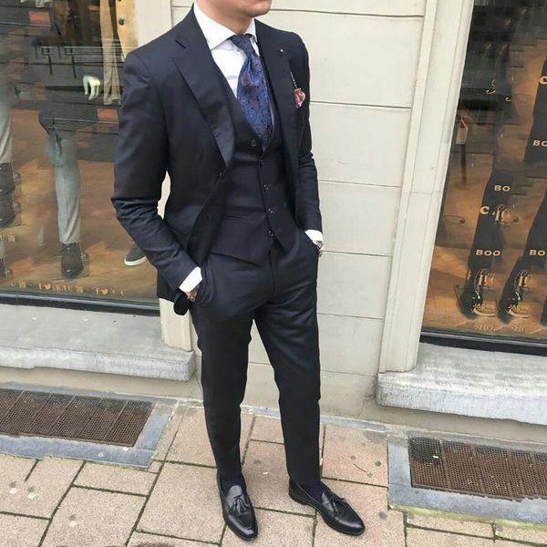 

выполненный на заказ черный groom костюмы человек свадебный смокинги slim fit костюм mariage homme groomsmen blazer terno 3 шт мужчина для m, Black;gray