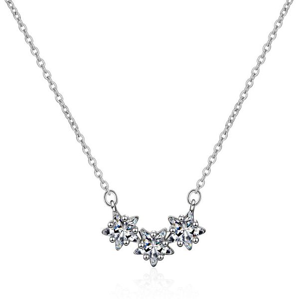 

925 sterling silver clavicle chain necklace zircon star pendant necklace for women s-n315