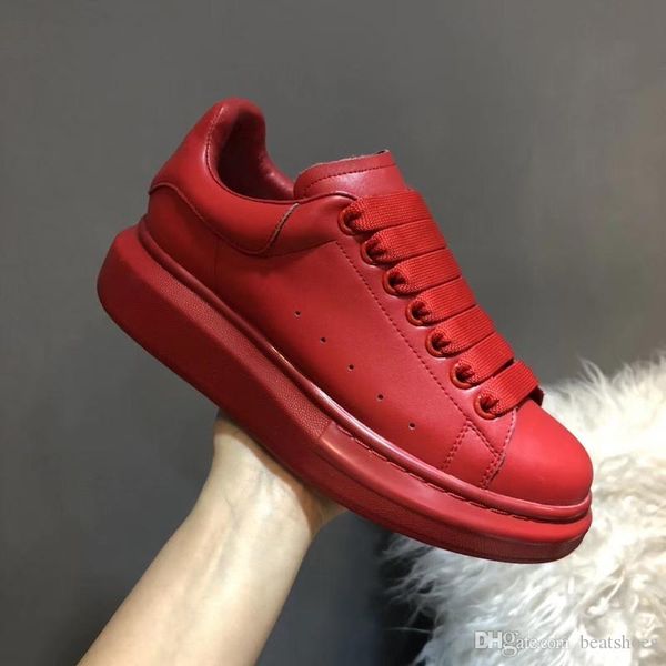

red mens platform sneakers oversized designers suede leather shoes women flat running shoes multicolor lace-up trainers with box 31 colors, Black