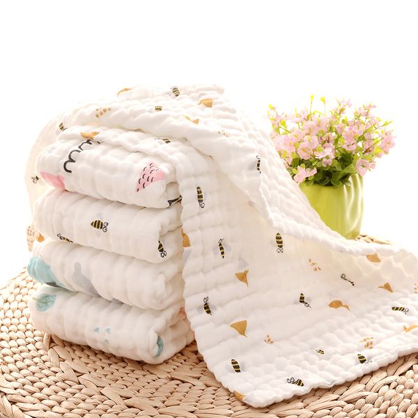 

baby muslin towel newborn square bibs kids 6 layers washing gauze handkerchief cotton towel wipe cloth wrap toddler bibs gga2331