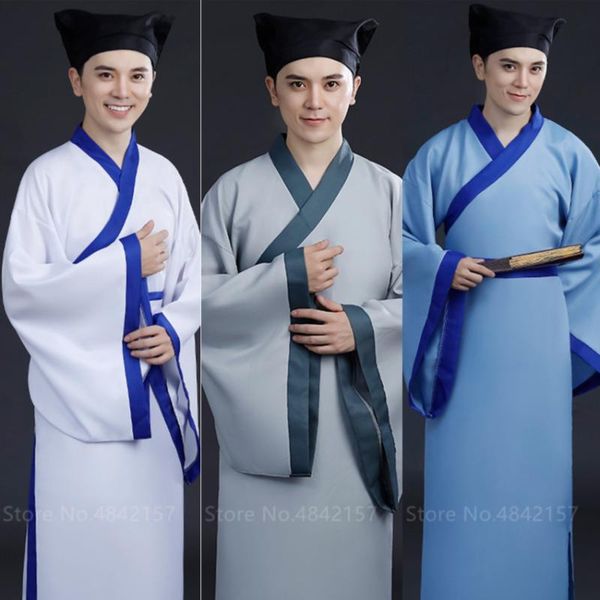 

2020 new man han dynasty performance costumes chinese traditional ancient oriental stage party wear solid hanfu robe dress, Black;red