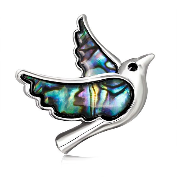 

2019 new simple natural abalone shell little bird cute brooch pin for girl women fashion jewelry corsage accessories, Gray