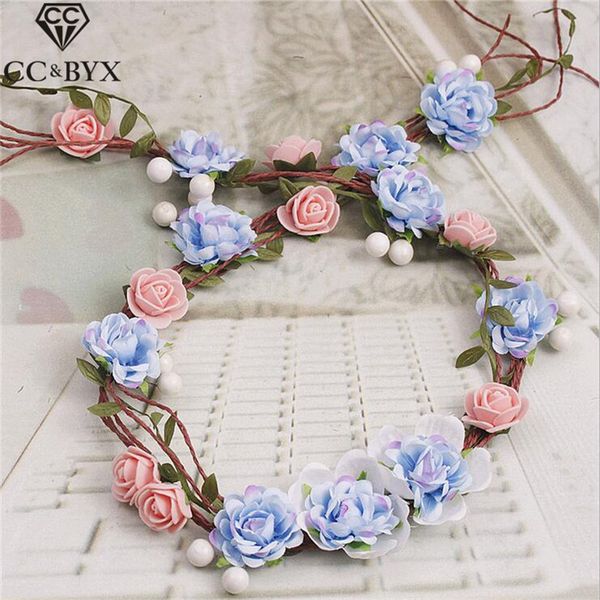 

cc jewelry crowns tiaras pretty flowers wedding decorations party handmade bridal hair accessories hair ornaments coras diy 9674, Golden;white