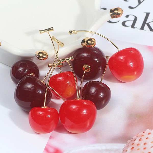 

2019 new trend japanese korean cute sweet cherry cherry earrings wild fruit long earrings ladies valentine's day gift, Golden;silver