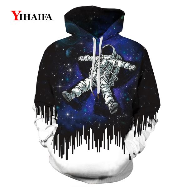 

new 3d space hoodies sweatshirt men women casual sweatshirts funny galaxy astronaut graphic tracksuit hip hop hoodie, Black