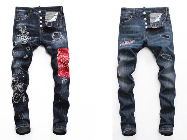 

luxury jeans classic hip hop pants designer jeans ripped biker jean slim fit motorcycle denim jeans luxury fashion mens designer joggers, Blue