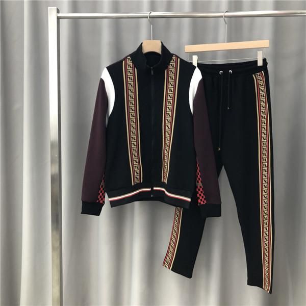 

19aw luxurious brand design fed color matching tracksuit hoodie and trousers sets streetwear sweatshirts outdoor long pants and pullover, Gray;blue