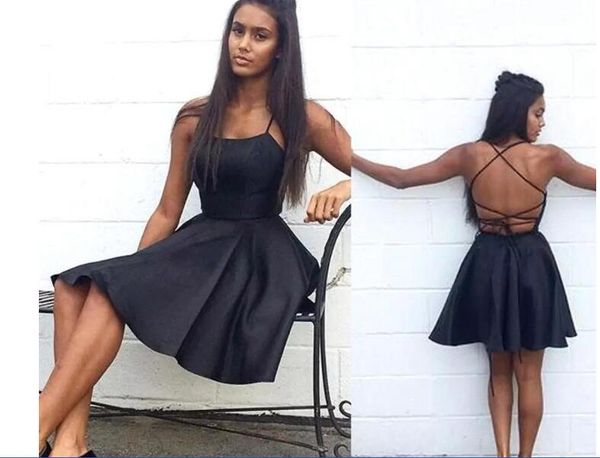

new design criss cross back little black cocktail dresses spaghetti straps satin short homecoming party gowns bc0539, Red
