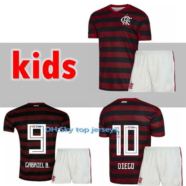 

kids kits 19 20 flamengo soccer jersey flamenco diego guerrero e .ribeiro mancuello h.dourado vinicius jr brazil children 2019 2020 boys, Black