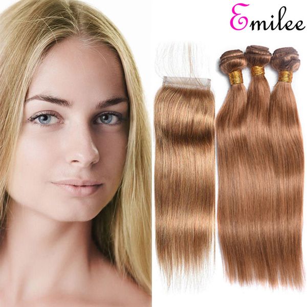 

emilee straight colored #27 high remy hair bundles blonde hair weave bundles 28 inches ombre hair weave, Black