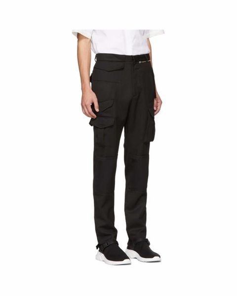 

27-46 2020 new men's clothing hair stylist fashion hip hop multi-pocket asymmetric overalls pants plus size costumes, Black