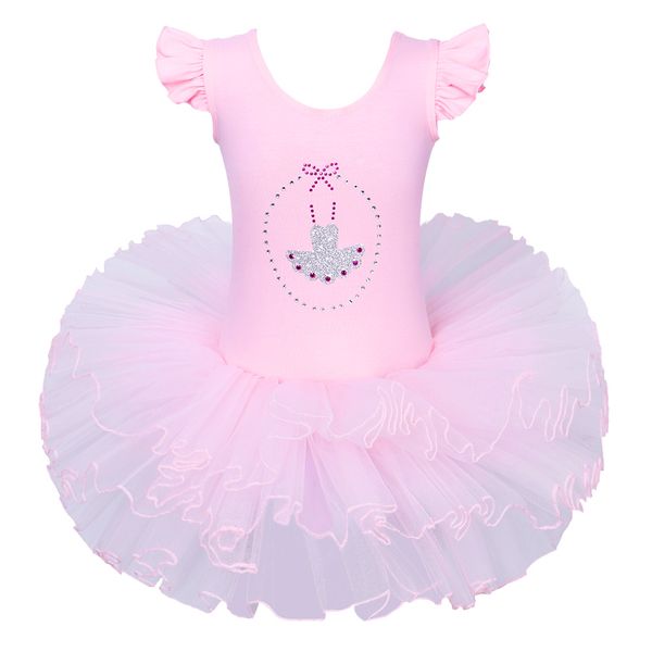 

baohulu fancy toddler little girls ballet dress children dance wear short sleeve bow tutu ballet birthday gift kids clothes, Black;red