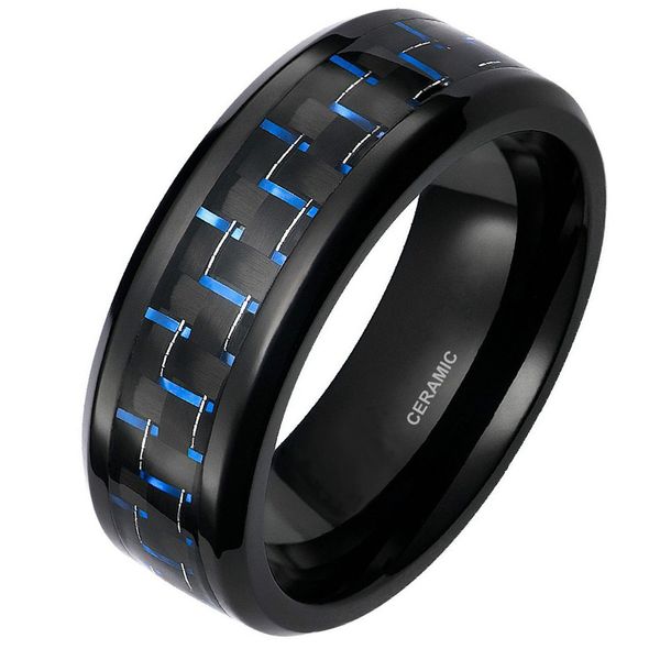 

aprilgrass марки мужчины кольцо мужчины 8mm черной керамическое кольцо синее углеродное волокно inlay для обручального кольца обручального к, Silver