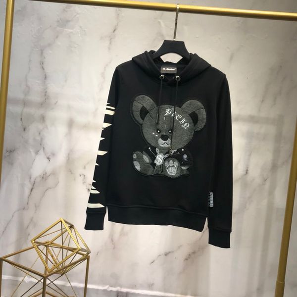 

sweatshirt with cool bear comfortable hoodies brown grey size m-3xl lovely mens hoodies brand designer hooded luxuy, Black