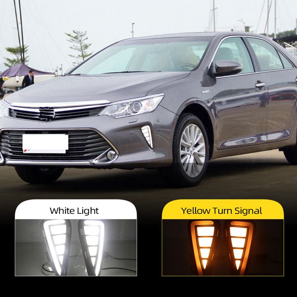 

cscsnl 2pcs drl for camry 2015 2016 2017 led drl daytime running lights daylight fog light cover with yellow signal