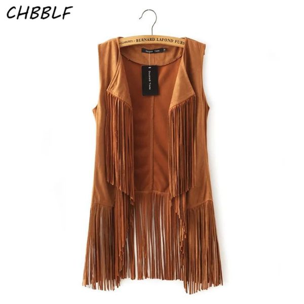 

new fashion suede leather fringed waistcoat female colete feminino autumn all-match outerwear cardigan vest women, Black;white