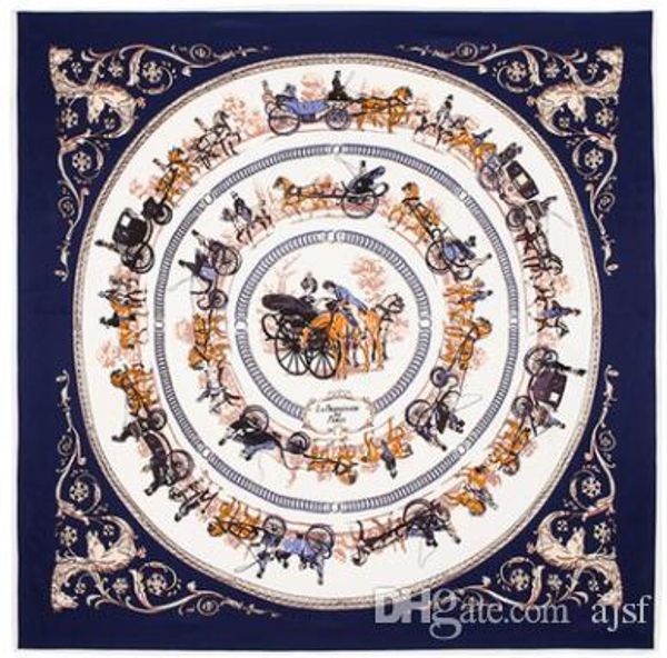 

fashion designer scarf luxury women colorful pattern shawls new square scarves for gift 90*90 cm, Blue;gray