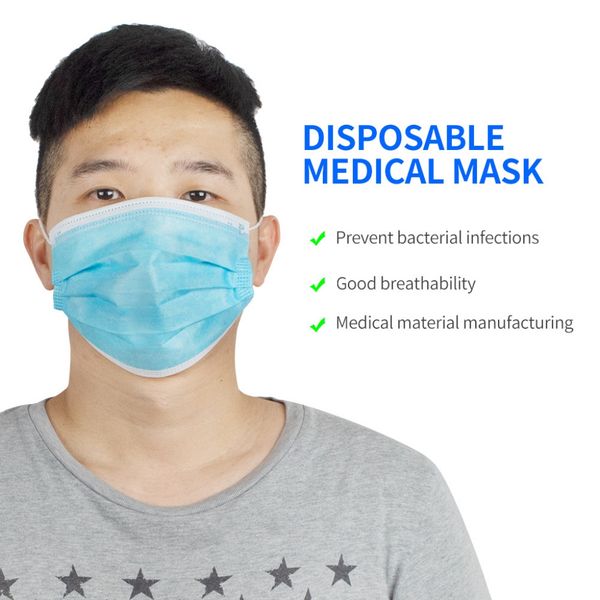 

50 packs 3 layer disposable protective face mouth masks anti dust anti haze