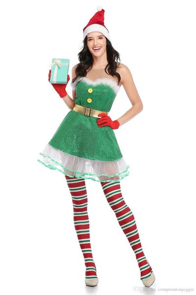 

womens festival desinger christmas cosplay winter sock dresses strapless cute style theme costume female clothing apparel, Black;red