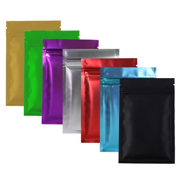 

100pcs set heat sealing ziplock package bags aluminum foil mylar gift storage bags silver/ gold/ black/ red/ blue/ purple/ green