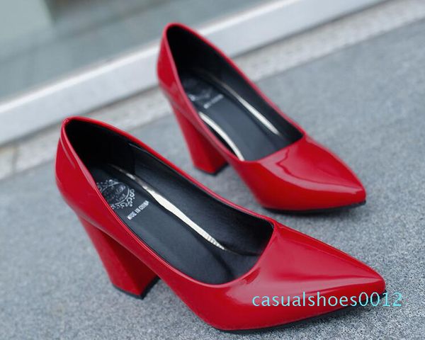 

large size high heel women shoes 2019 spring and summer new 40---43 extra large pointed shoes fashion wild shallow mouth work shoes c12, Black
