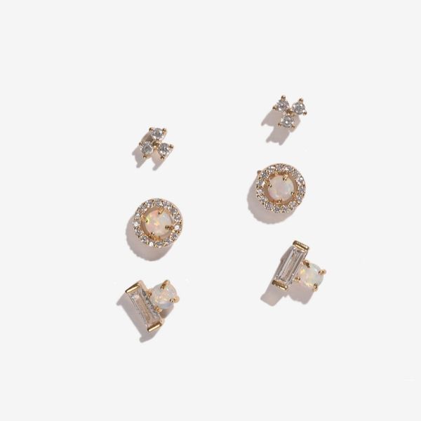 semplice mini orecchino a bottone multi piercing cz opale pietra carina dolce ragazza donna moda delicati orecchini a bottone secondo