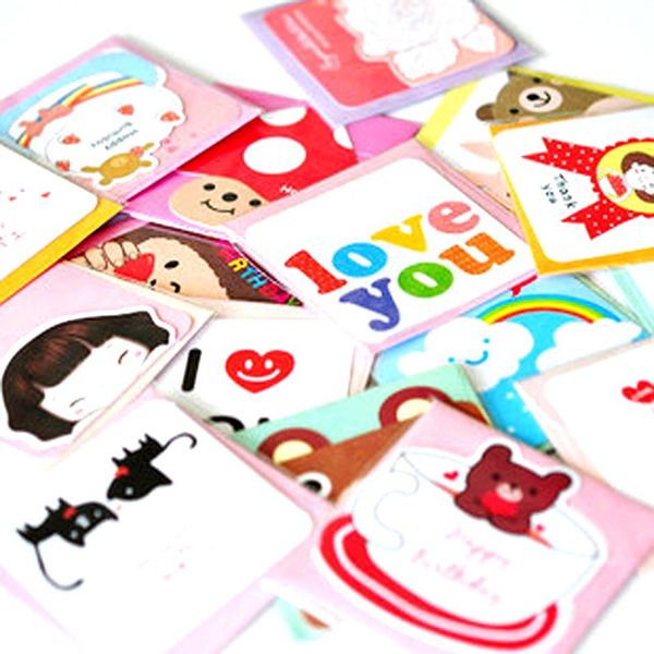 

south korea cartoon girl's beautiful hipster cartoon combination small blessing card holder cute love letter romantic cards whol