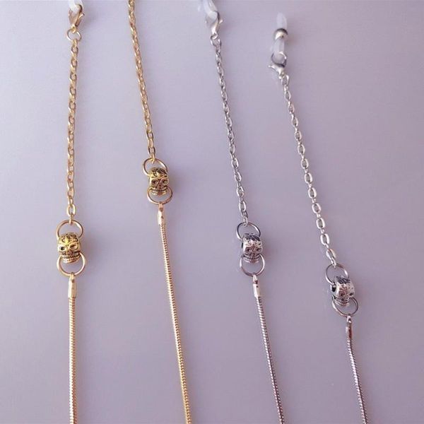 

fashion men women gold silver eyeglass chains sunglasses reading skull beaded glasses chain eyewears cord holder neck strap rope