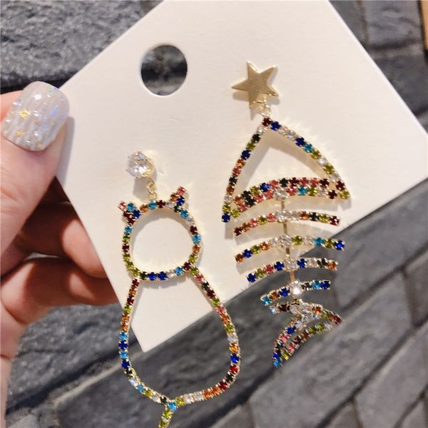 

блестящая сторона новый модный бренд ювелирные изделия многоцветный кристалл кошка серьги стержня для женщин нерегулярные рыбы подарок серьг, Golden;silver