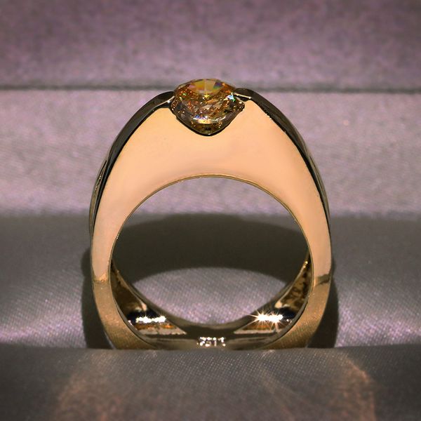 

2019 geometric white zircon ring yellow gold wedding engagement party ring jewelry gift for women, Slivery;golden