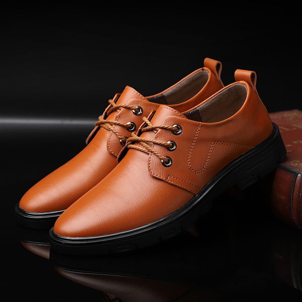 

genuine leather soft leather men leisure dress shoe gift doug shoes famous brand man lazy falts loafers business casual shoes quality, Black