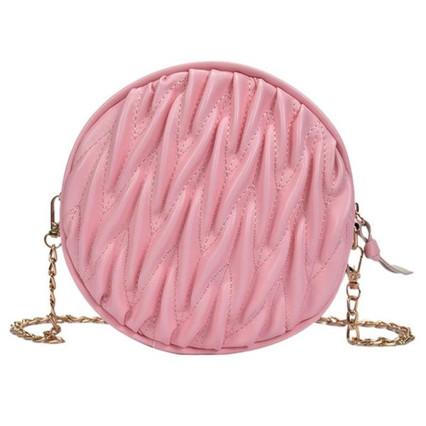 

fashion women pleated print solid color chain zipper messenger bag shoulder bag