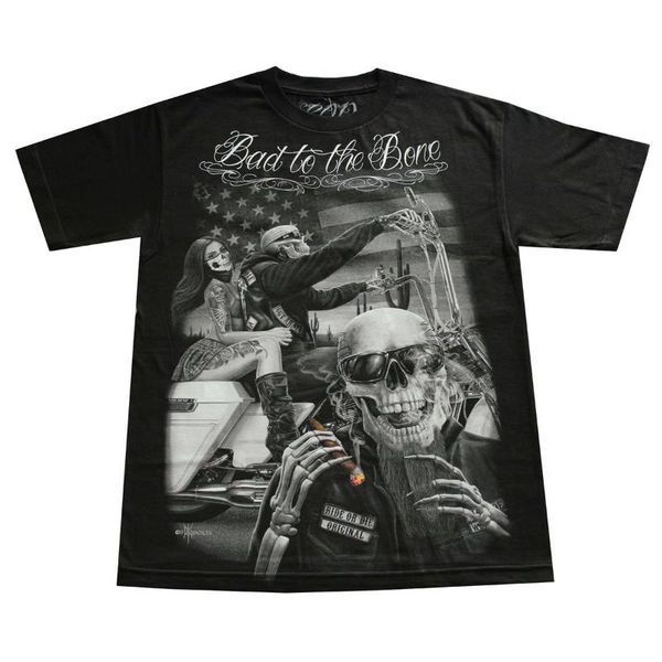 

dga david gonzales art ride or die biker мужская футболка bad to the bone, White;black