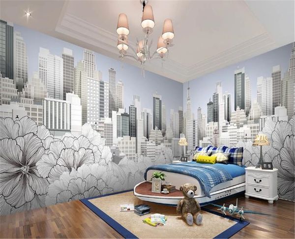 Acheter Décoratif Mur Maison Pleine Hd Wallpaper Ligne Nordique Architecture De La Ville Moderne Et Minimaliste Dessin Illustration Fleur De 2262 Du