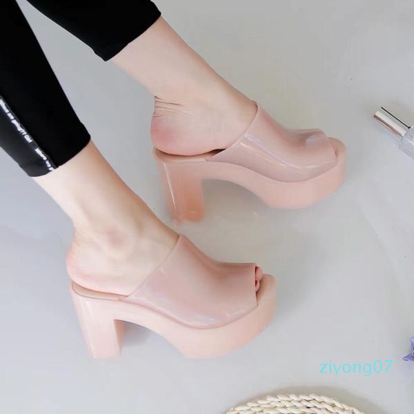 

melissa sandals women wedges shoes pumps high heels sandals summer 2020 flip flop chaussures femme platform sandalia feminina zz7, Black