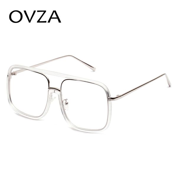 

wholesale-ovza transparent white eyeglasses frames women big glasses frame mshion accessories classic rectangle s2004, Black