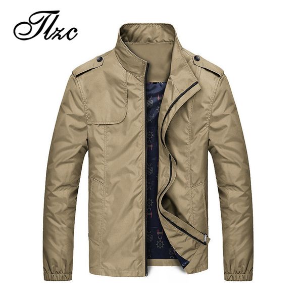 

tlzc 2019 spring mens slim jackets trench male windbreaker plus size m-4xl autumn men's solid coats casual outerwear, Black;brown