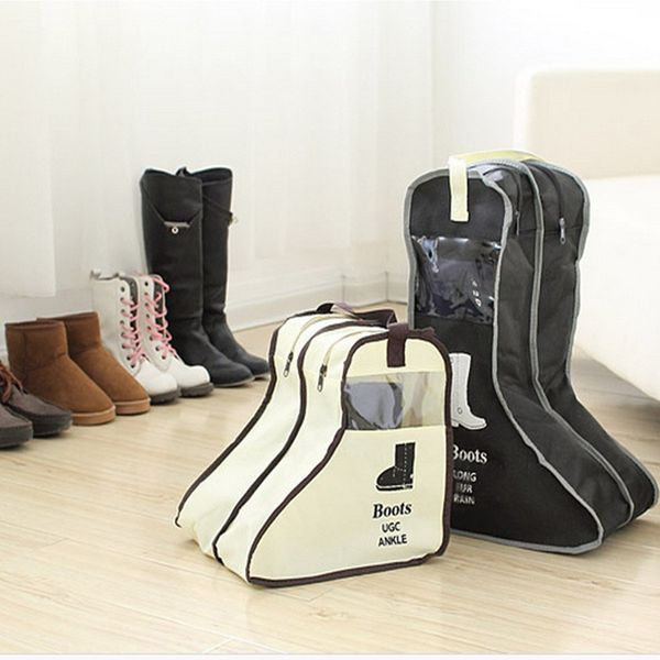 

portable big shoes organizer bag storage bags non-woven fabric long shoe boots cover home travel shoes storage bag for home