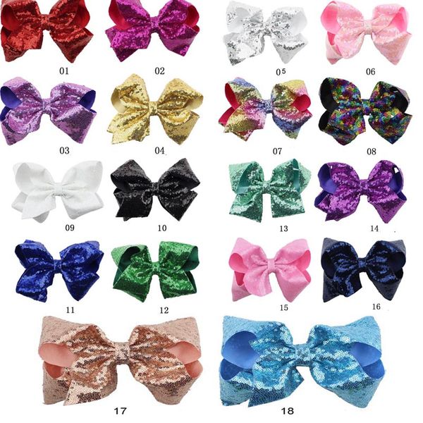 

18 color hair bow 8" Girl Hair Accessory Shinny paillette Style Hairbands big Bowknot girl hairbands Hairpin Girls kids Hair Bows