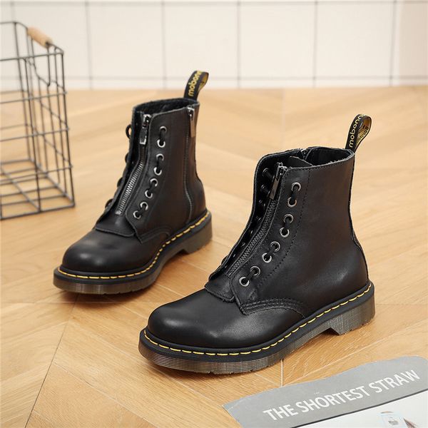 

baolong leather zipper boots fashion shoes 2019 women shoes, Black