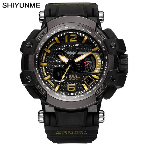 

shiyunme brand men sport watches led digital quartz wrist watch waterproof fashion clock relogio masculino, Slivery;brown