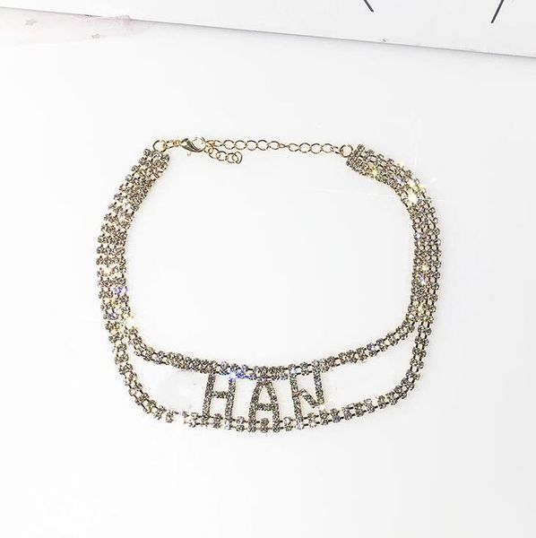 

2019 new de igner full of rhine tone letter choker necklace for women fa hion necklace jewelry gift hippng