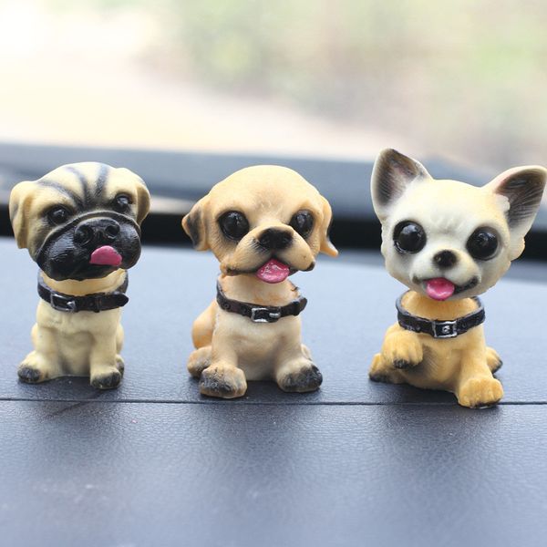 

1pc car decoration cute shaking head resin dog puppy figurines auto interior dashboard toys home deskfurnishing decor gifts