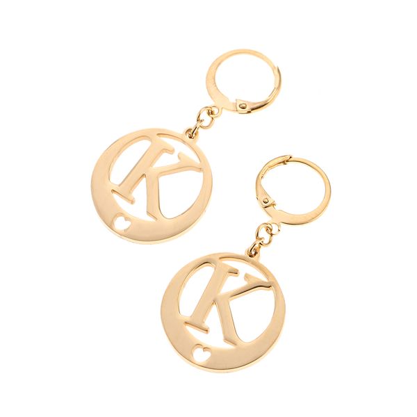 

алфавит серьги монограмма простые буквы ювелирные изделия из нержавеющей стали начальная серьга кулон от a-z (k, Silver