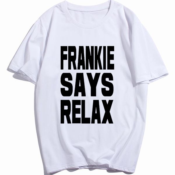 

men clothes 2020 frankie says relax t shirt men birthday retro 80s costume gift cotton short sleeves t-shirt, White;black