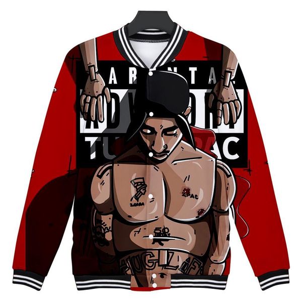 

rapper 2pac tupac shakur 3d baseball uniform jacket coat men women harajuku sweatshirts winter fashion hip hop funny hoodie, Black
